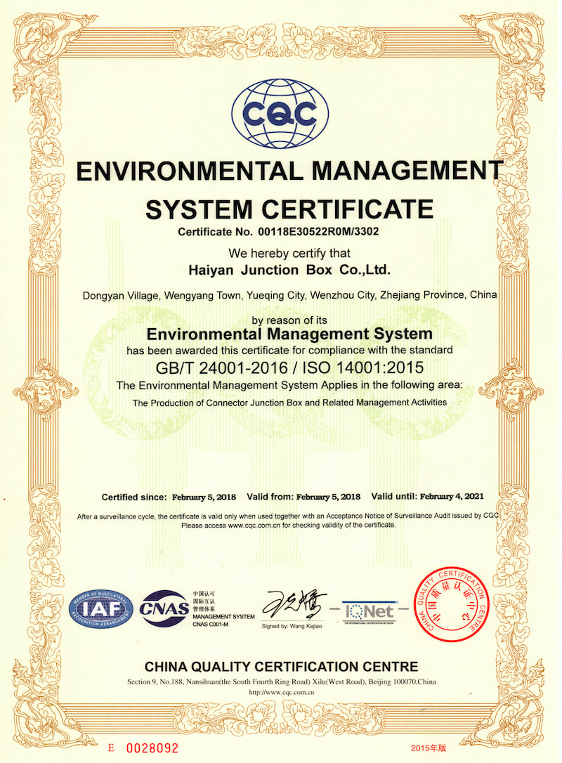 ENVIRONMENTAL MANAGEMENT SYSTEM CERTIFICATE